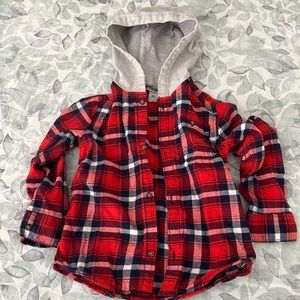 Toddler Carters flannel hooded button up